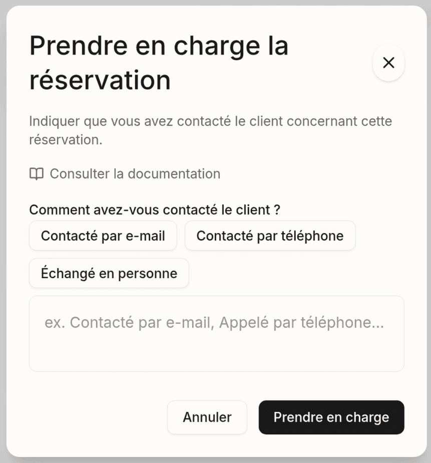 Take charge dialog
