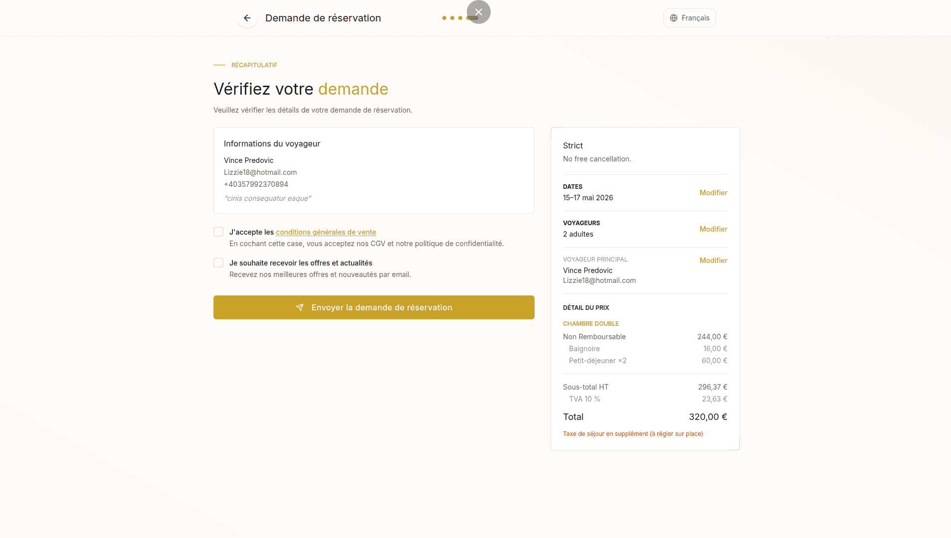Summary page