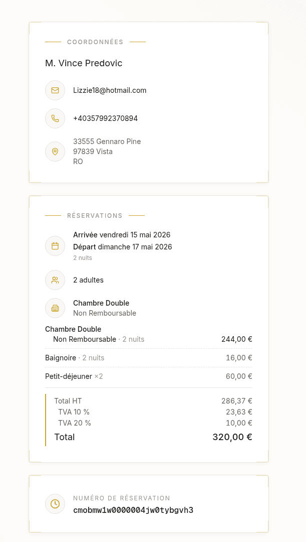 Confirmation and tracking page