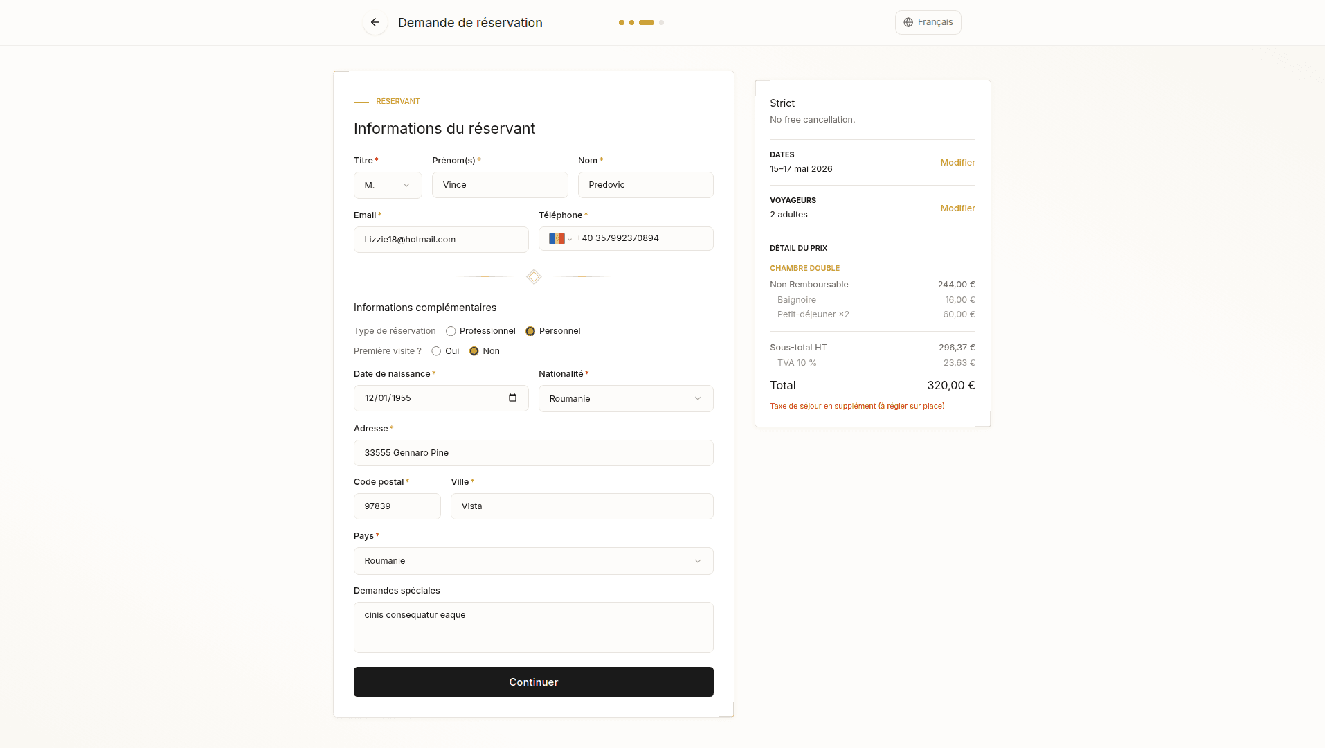 Customer form